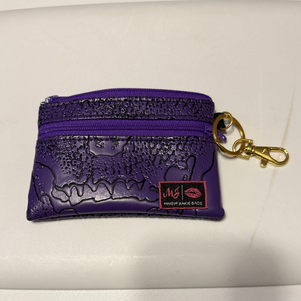 Makeup Junkie Purple Textured Coin Purse with Gold Clasp